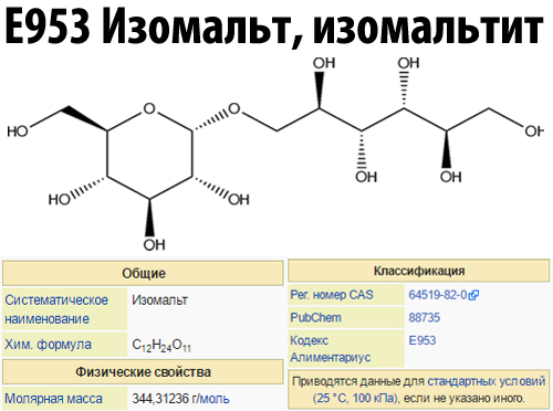 Общая характеристика Е953 Изомальт, изомальтит