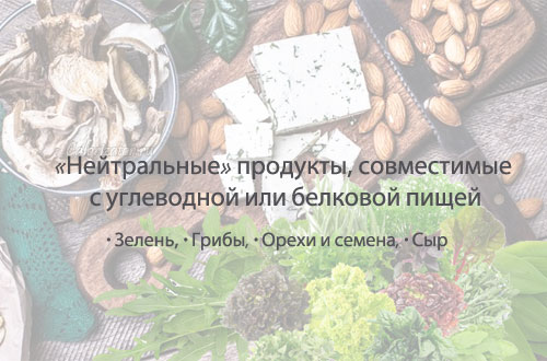 «Нейтральные» продукты (совместимые с углеводной или белковой пищей)