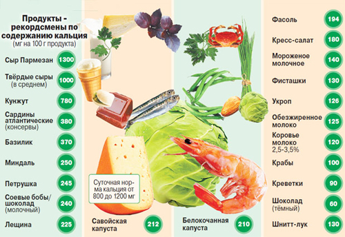 Продукты питания богатые кальцием