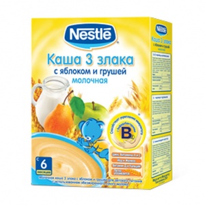 Каша 3 злака Nestle молочная с яблоком и грушей