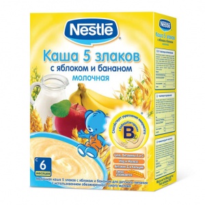 Каша 5 злаков Nestle молочная с яблоком и бананом